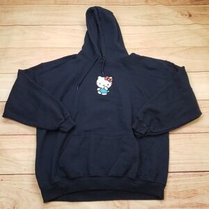 Hello Kitty Sanrio Sweatshirt Womens XL Navy Blue Graphic Pullover Hoodie 31460